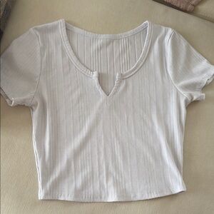 White Ribbed Women's Top